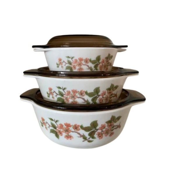 Pyrex Cherry Blossoms 3 Piece Cookware Set - Picture 3 of 6